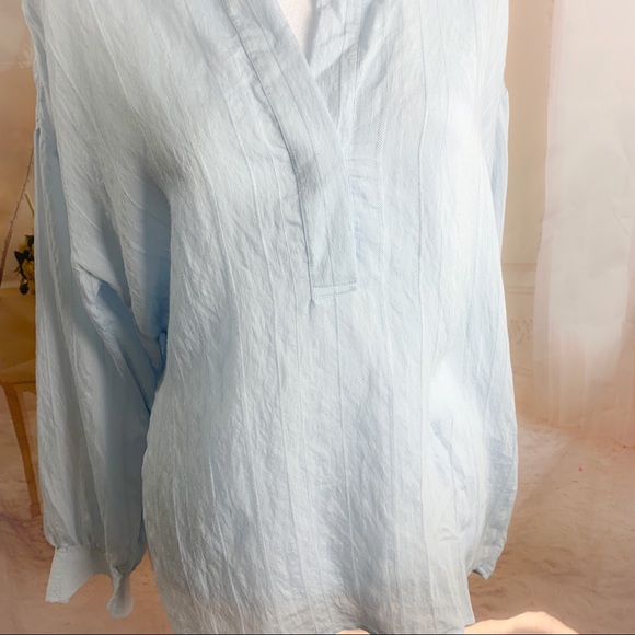 VINCE Drapey Stripe Pullover in Powder Blue - Picture 10 of 15